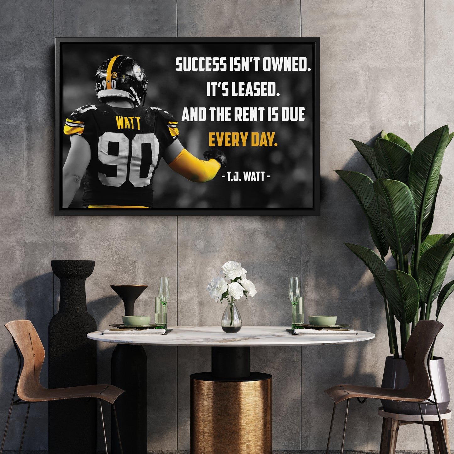 T.J. Watt Quote Canvas Art - Pittsburgh Steelers NFL Wall Decor Print