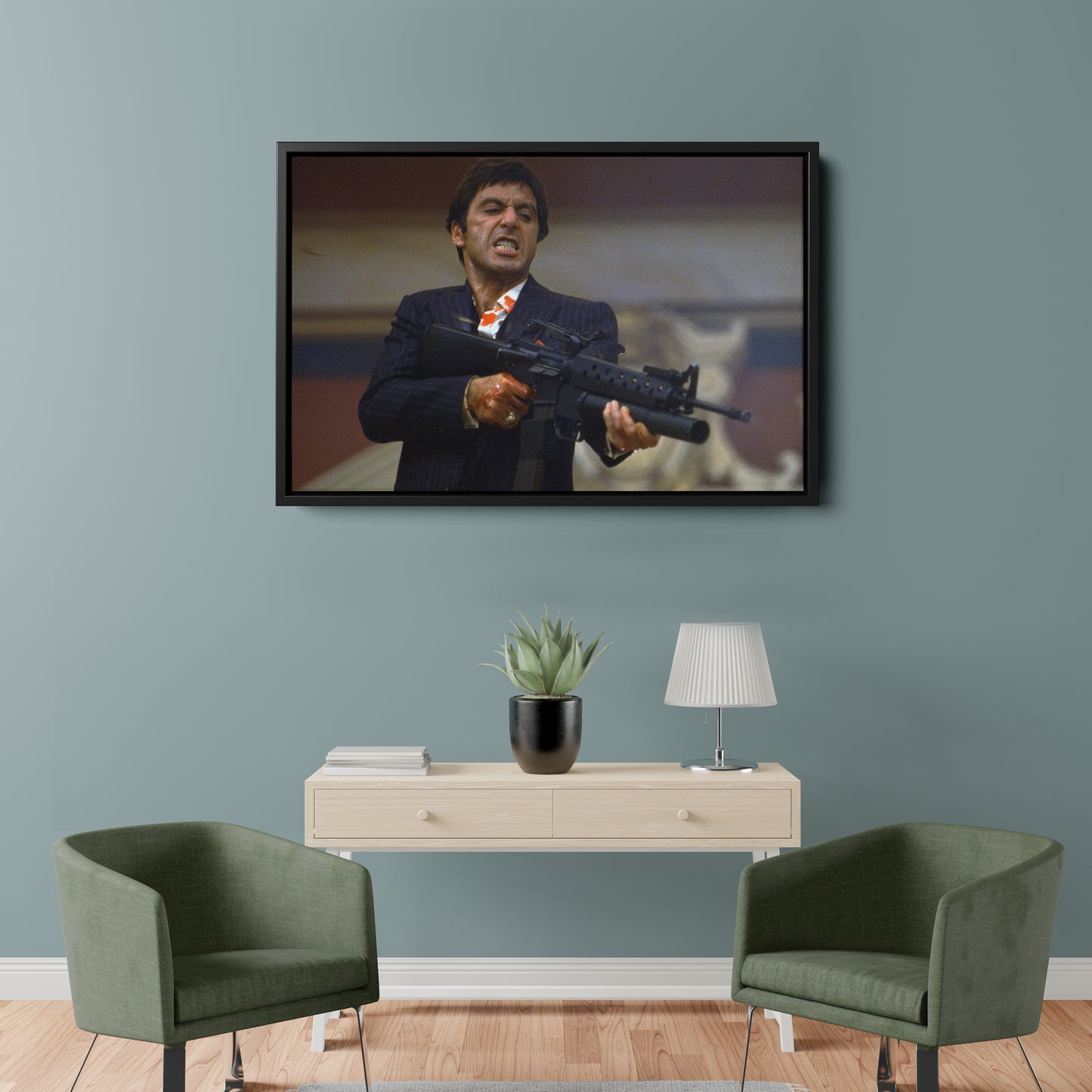 Scarface Poster – Al Pacino with Gun Canvas Wall Art Decor