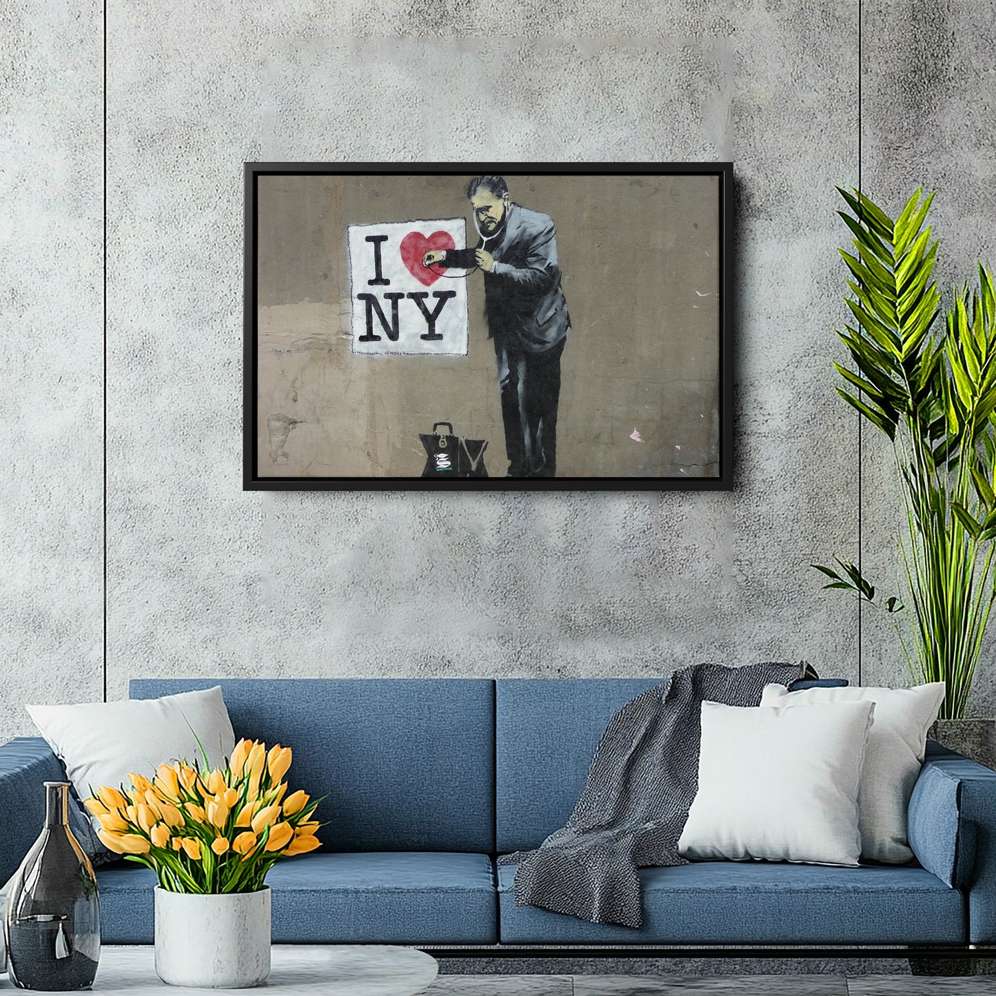Banksy 'Love New York' Canvas Print - Framed Wall Art