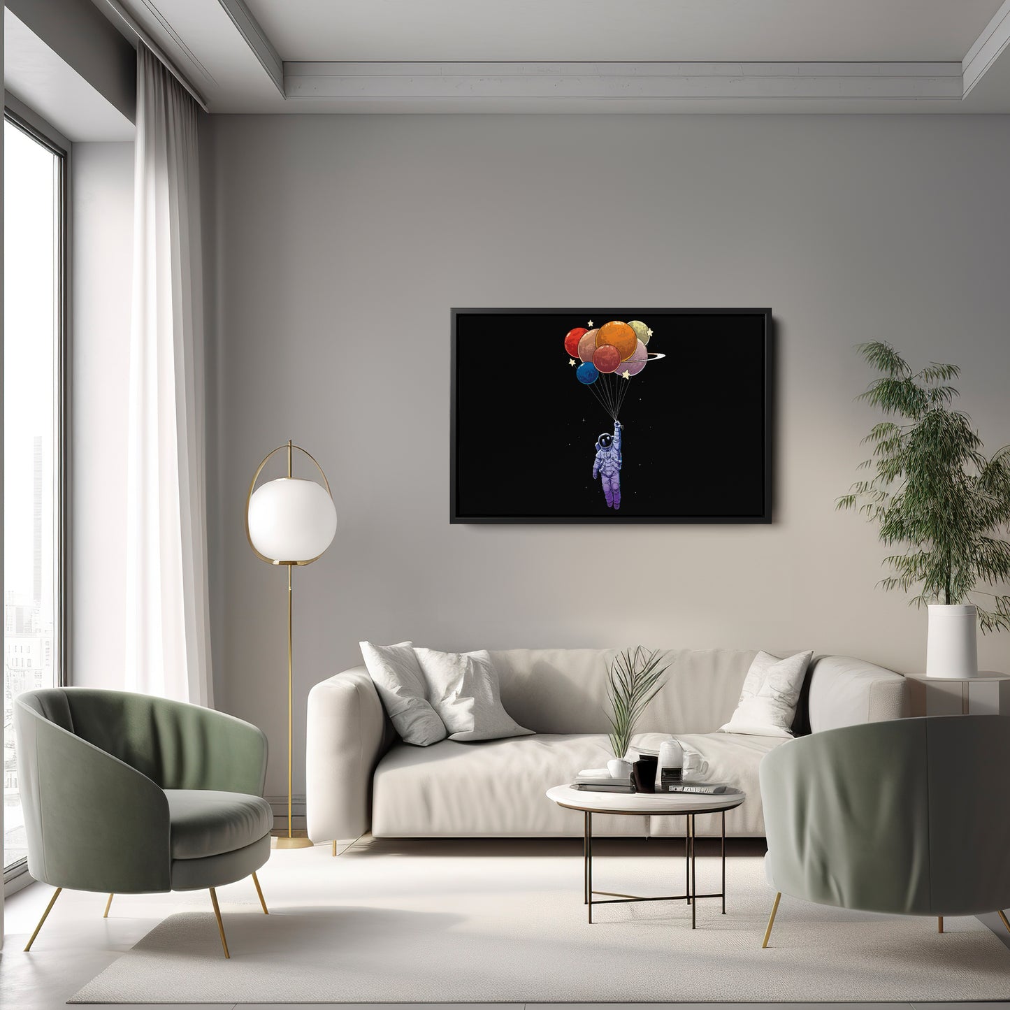 Astronaut Holding Colorful Balloons - Canvas Wall Art Decor