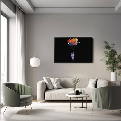 Astronaut Holding Colorful Balloons - Canvas Wall Art Decor
