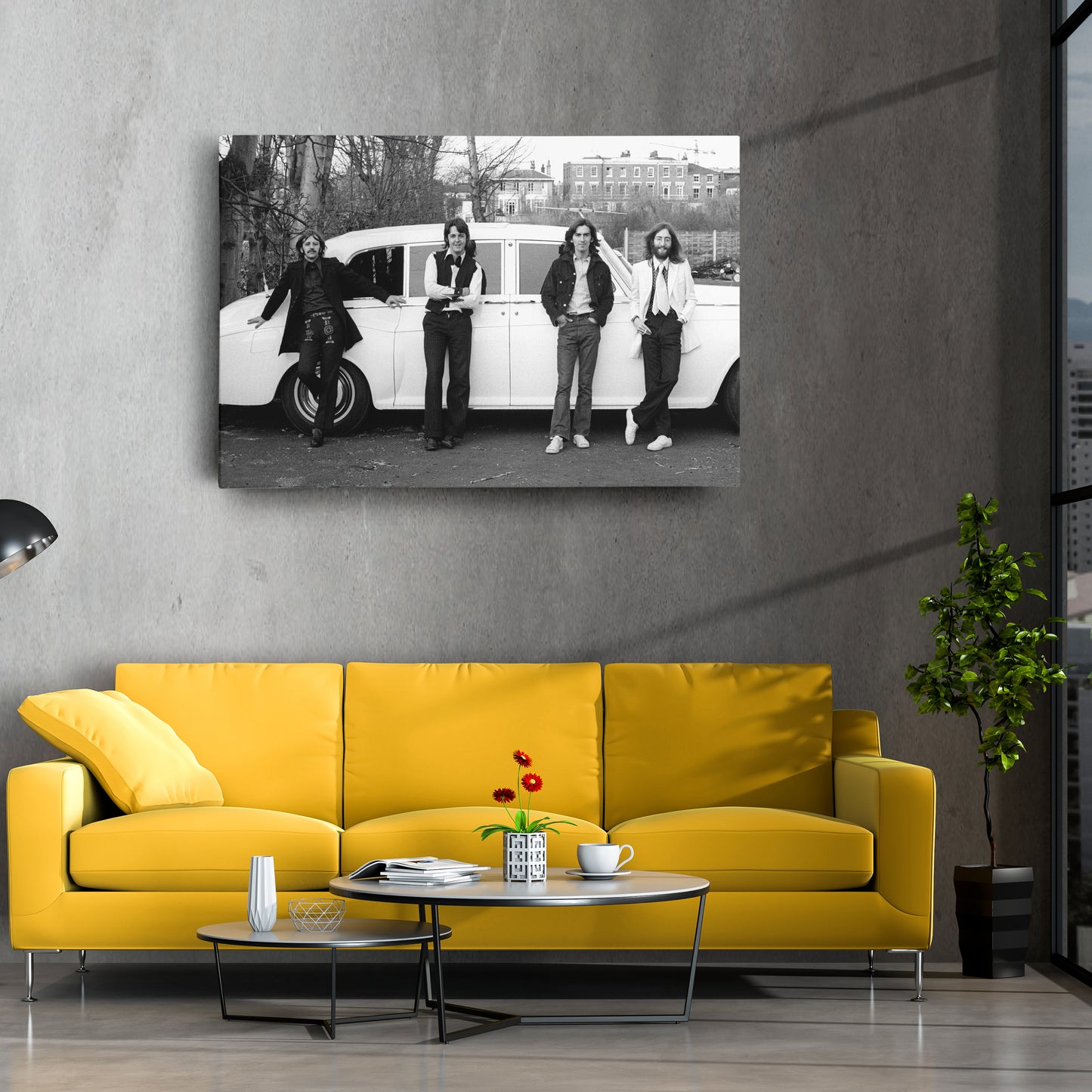 The Beatles Car Music Group Canvas Wall Art – Iconic Band Decor