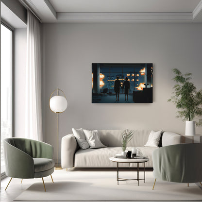 Fight Club Man and Woman Silhouette Canvas Wall Art – Movie Art Decor