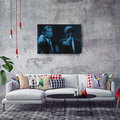 Pulp Fiction John Travolta & Samuel L. Jackson Canvas Wall Art – Movie Duo Decor