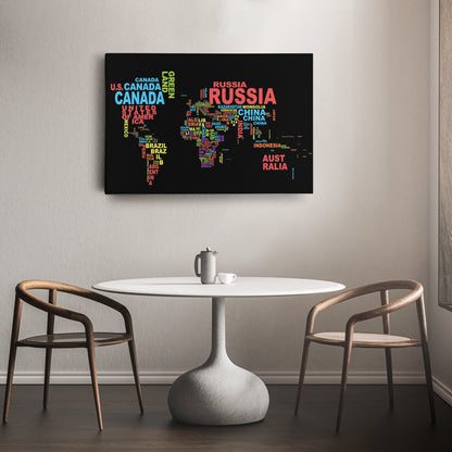 World Map - Canvas Wall Art Decor for Home & Office