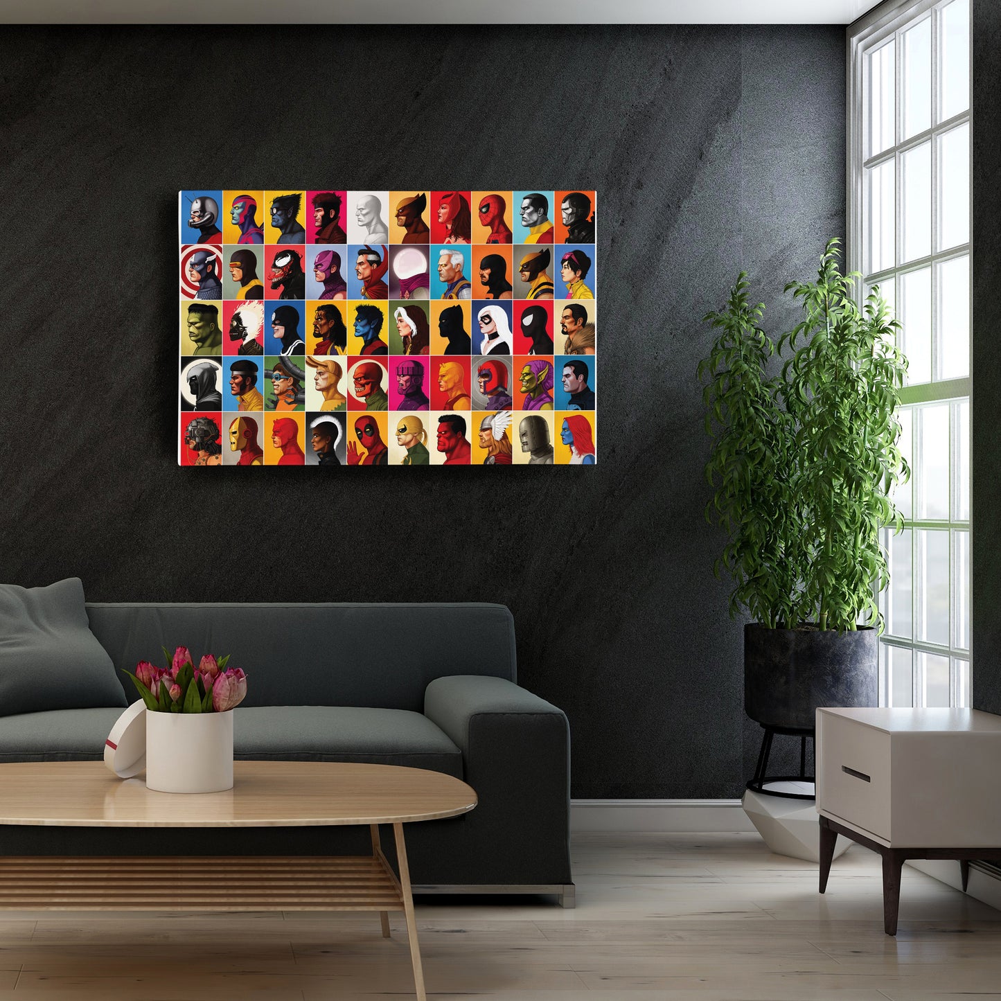 Marvel Headshots Canvas Art - Comic Book Hero Wall Decor