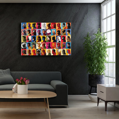 Marvel Headshots Canvas Art - Comic Book Hero Wall Decor