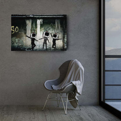 Banksy 'Television' Canvas Print - Framed Wall Art