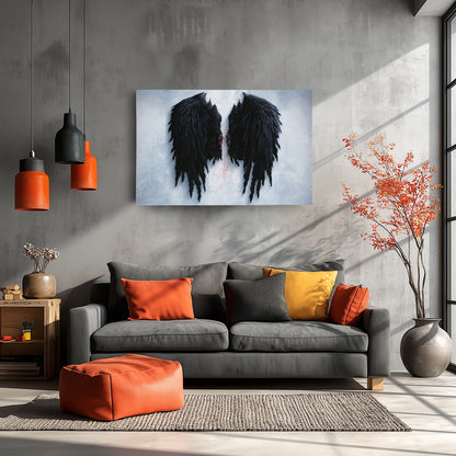 Banksy Angel Black Wings Canvas Wall Art – Bold Street Art Decor