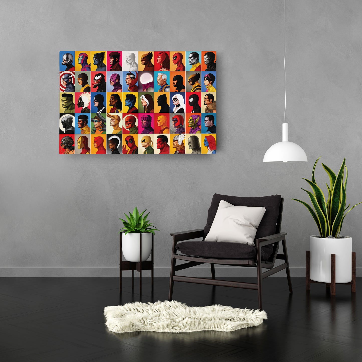 Marvel Headshots Canvas Art - Comic Book Hero Wall Decor
