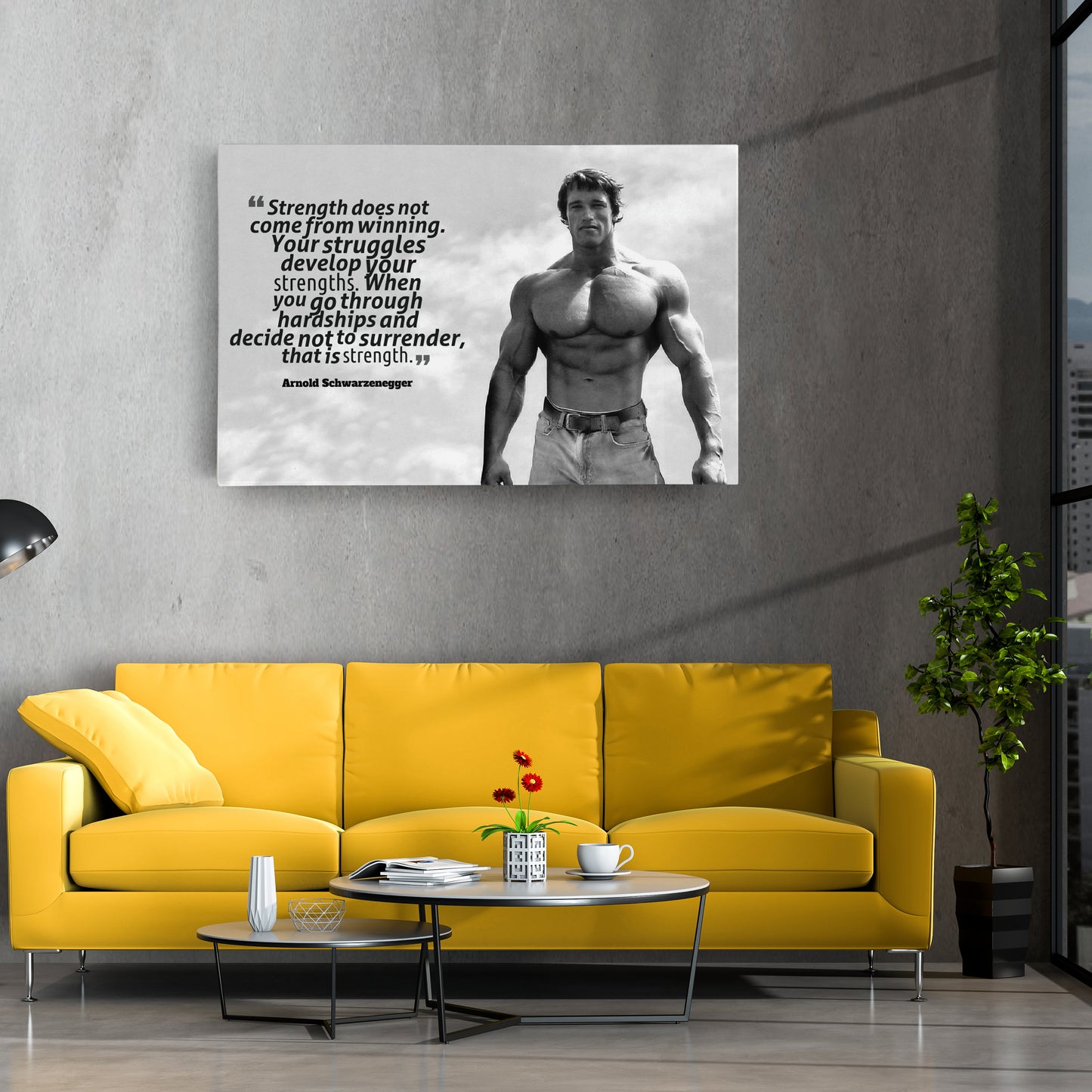 Arnold Schwarzenegger Motivational Quote Canvas Print – Wall Art for Home Decor & Inspiration