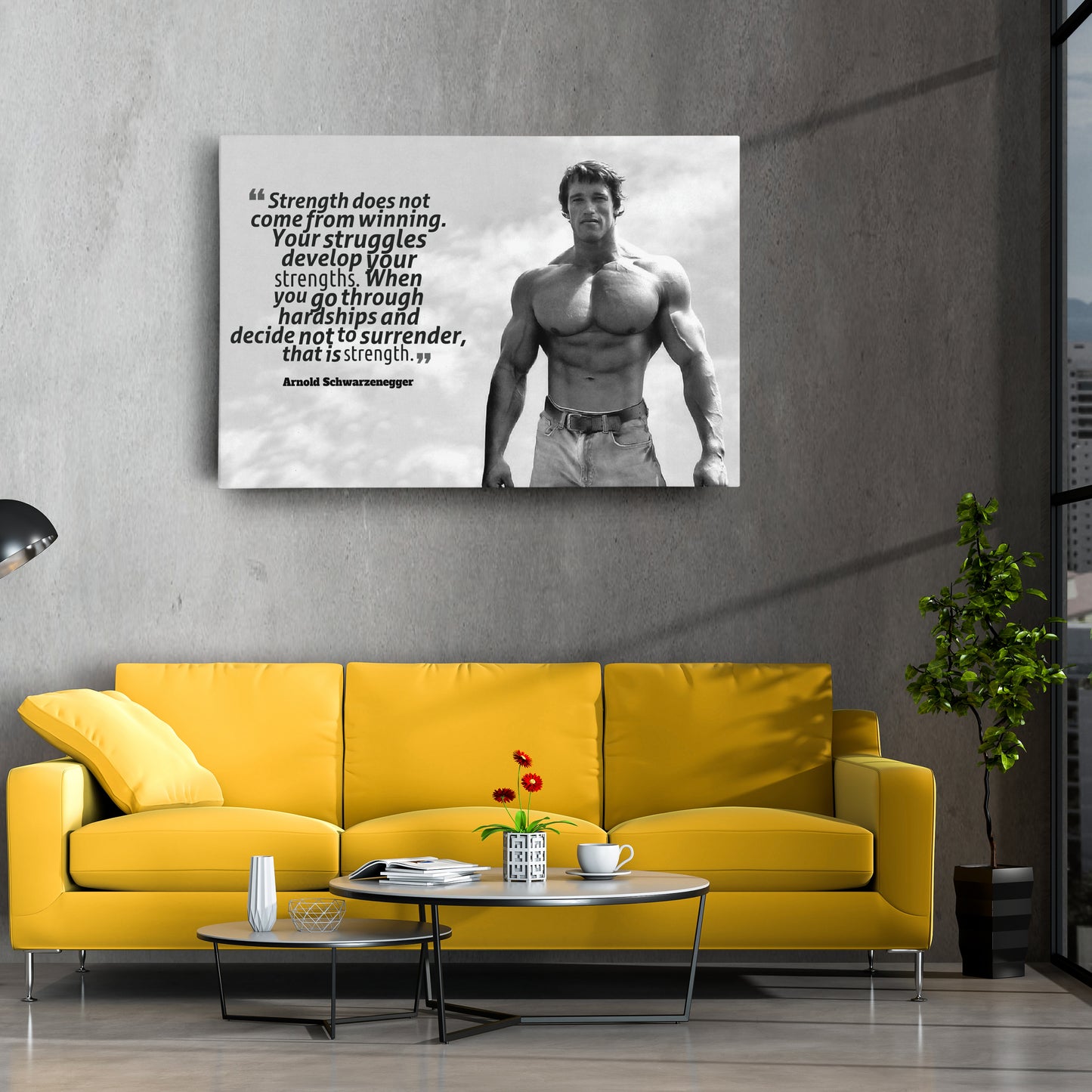 Arnold Schwarzenegger Motivational Quote Canvas Print – Wall Art for Home Decor & Inspiration