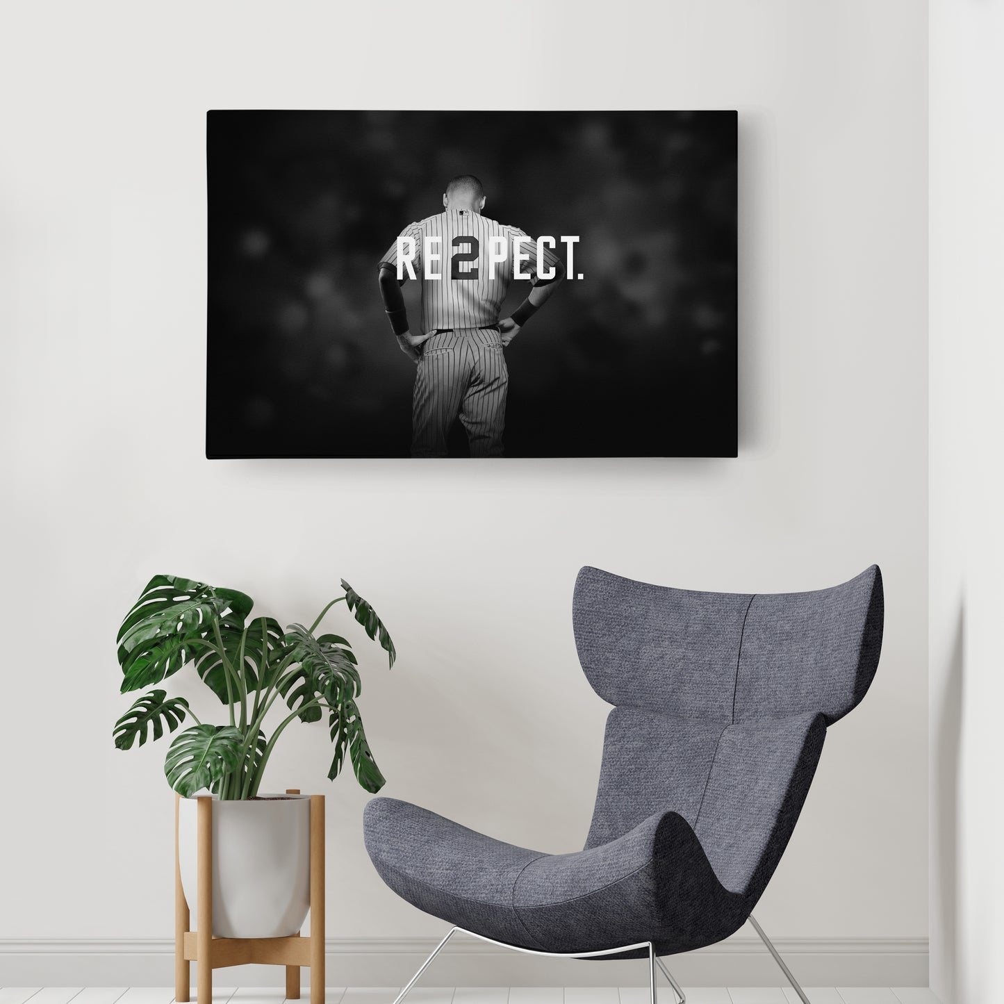 Derek Jeter Baseball Black and White Canvas Wall Art – MLB Legend Decor