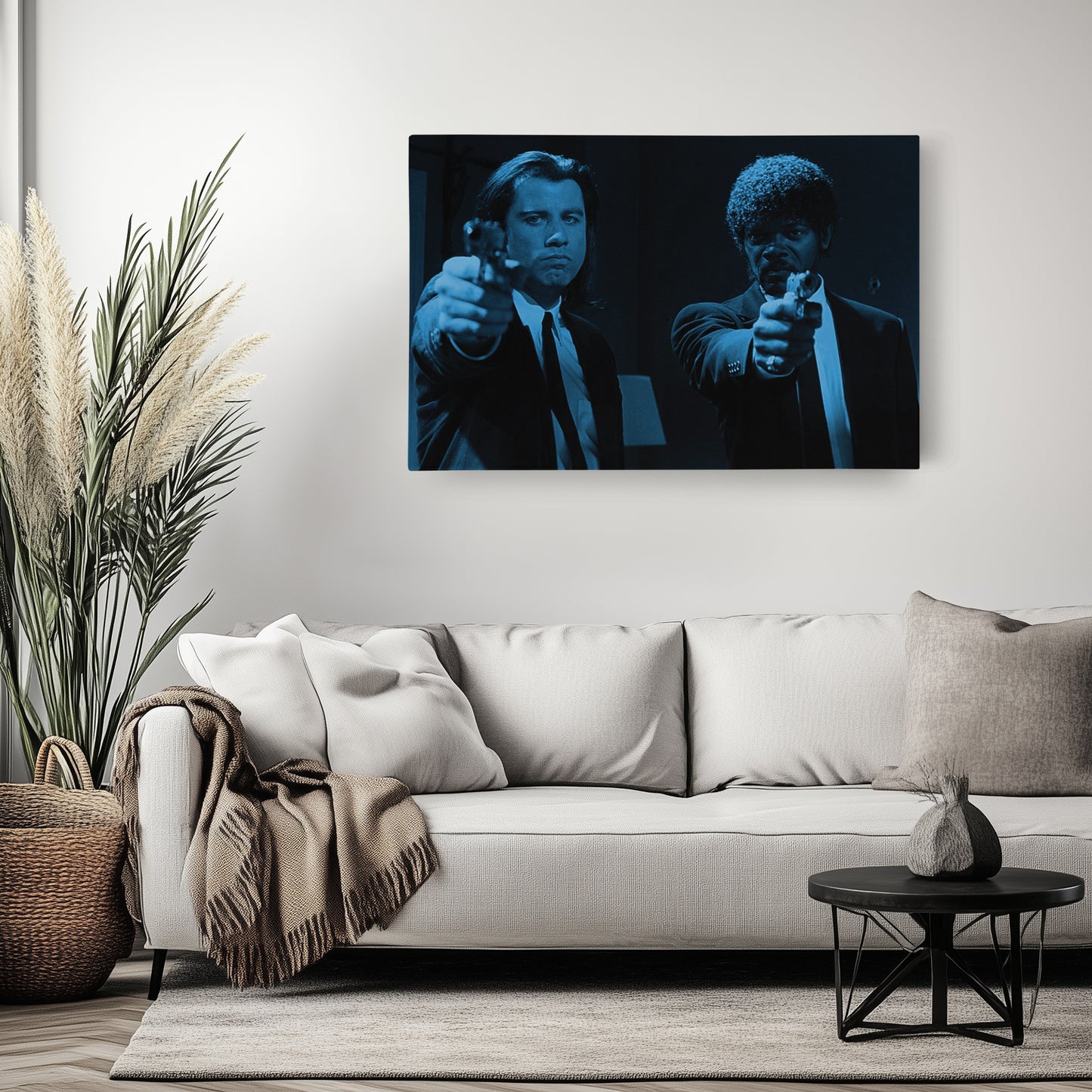 Pulp Fiction John Travolta & Samuel L. Jackson Canvas Wall Art – Movie Duo Decor