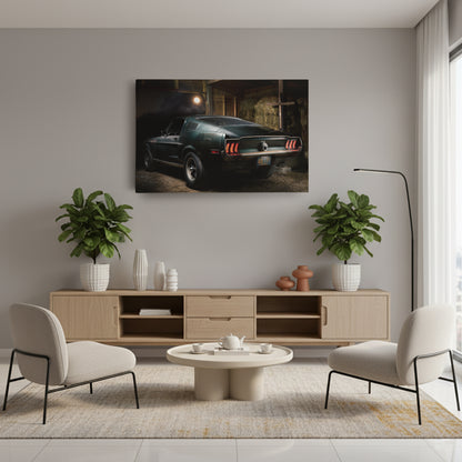 1968 Mustang Bullitt Canvas Wall Art – Iconic Muscle Car Decor
