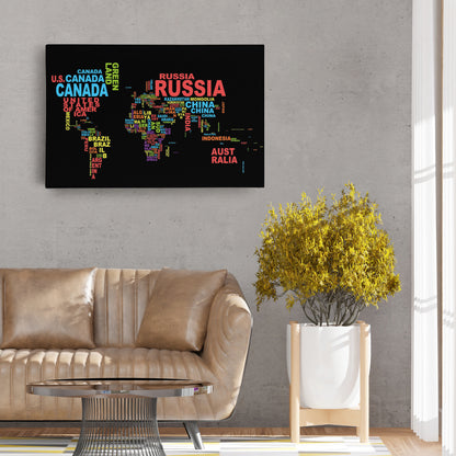 World Map - Canvas Wall Art Decor for Home & Office