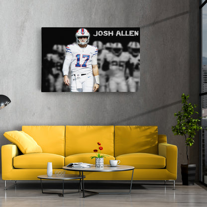 Josh Allen Highlighted Buffalo Bills Canvas Wall Art – Football Star Poster
