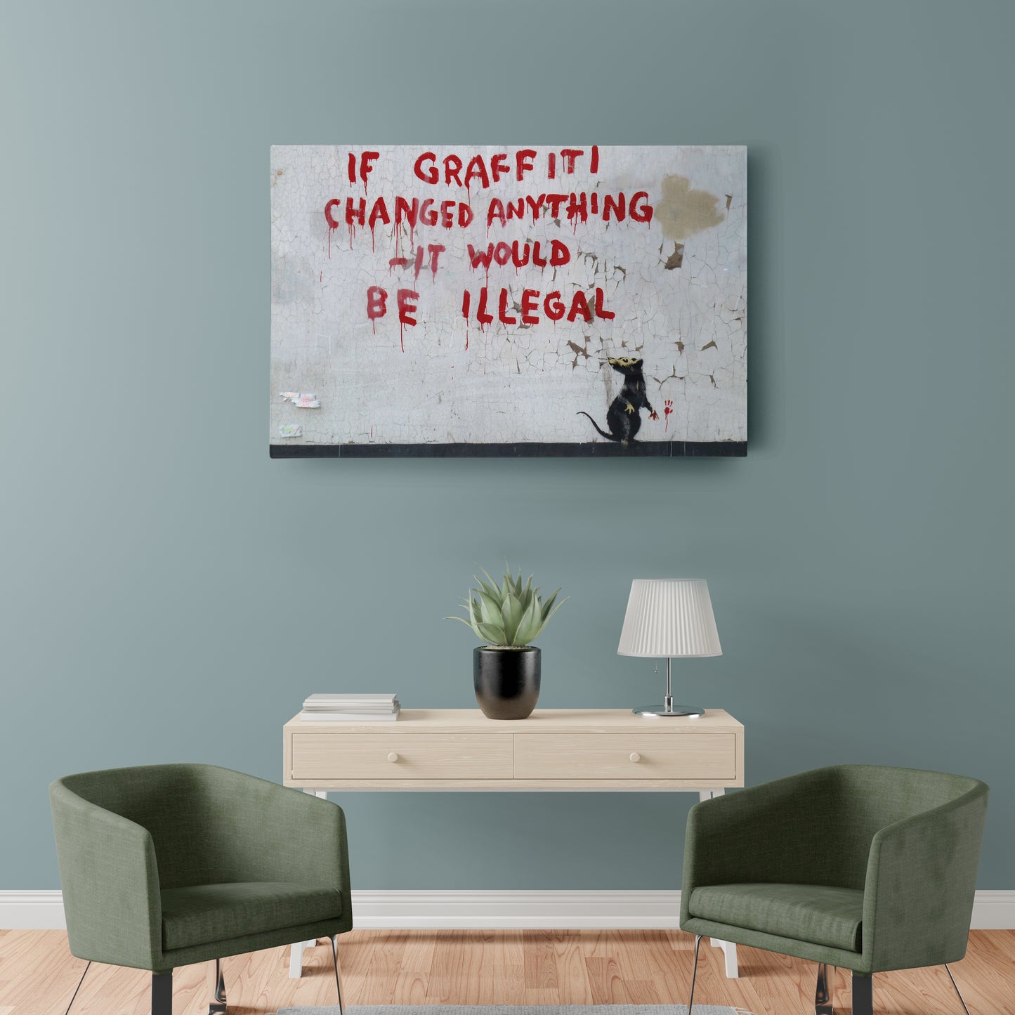 Banksy 'Illegal' Quote Canvas Print - Framed Wall Art