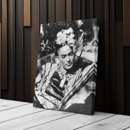 Frida Kahlo Black and White Canvas Wall Art – Iconic Art Print