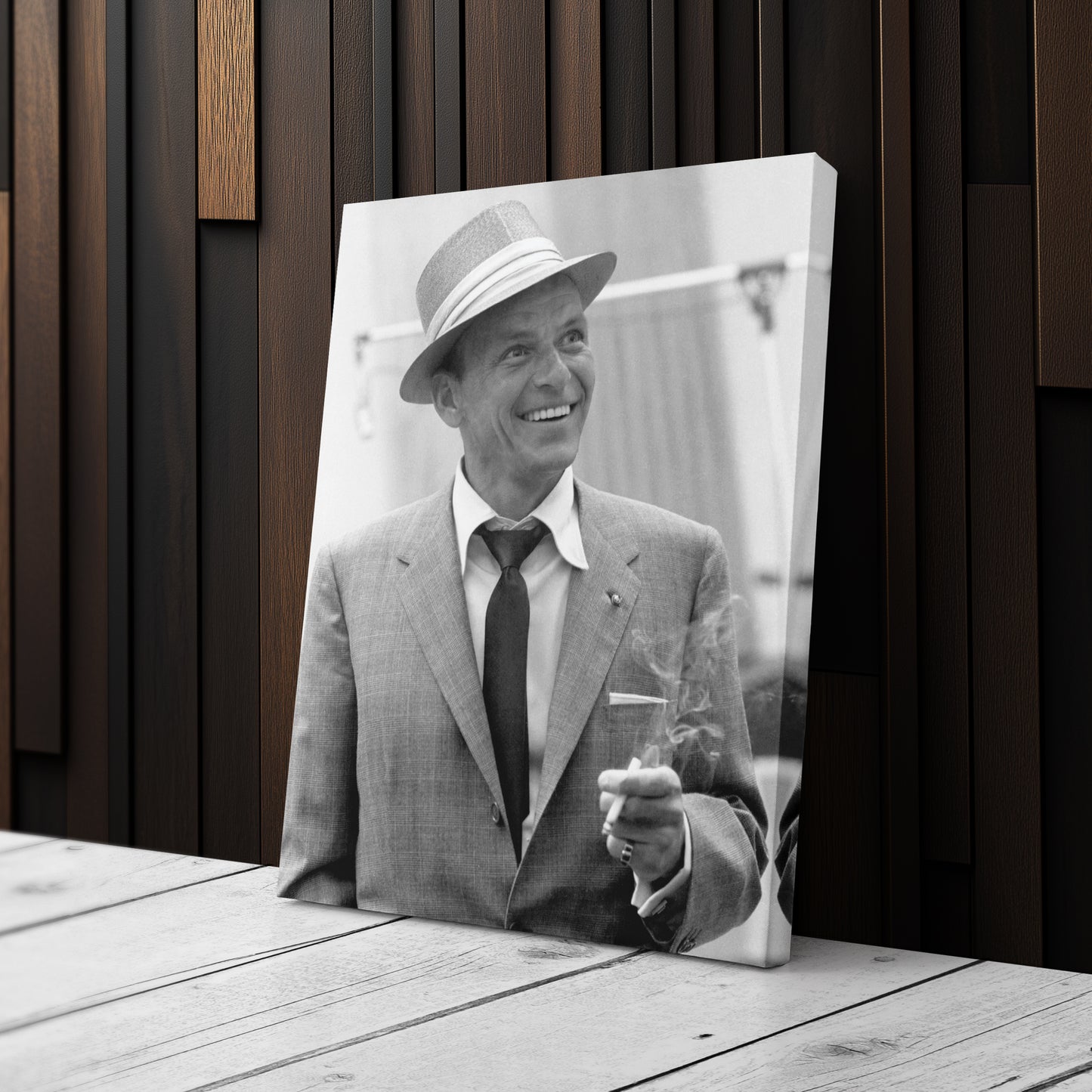 Frank Sinatra Smoking Canvas Wall Art – Classic Music Legend Home Decor