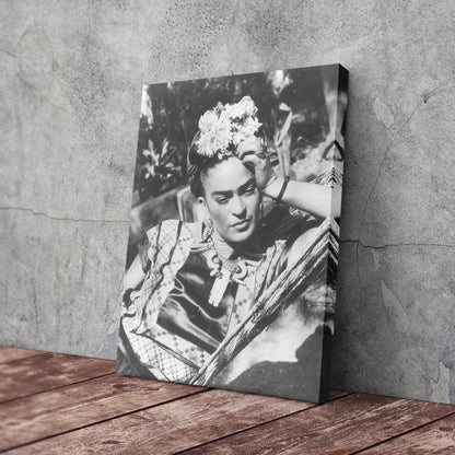 Frida Kahlo Black and White Canvas Wall Art – Iconic Art Print