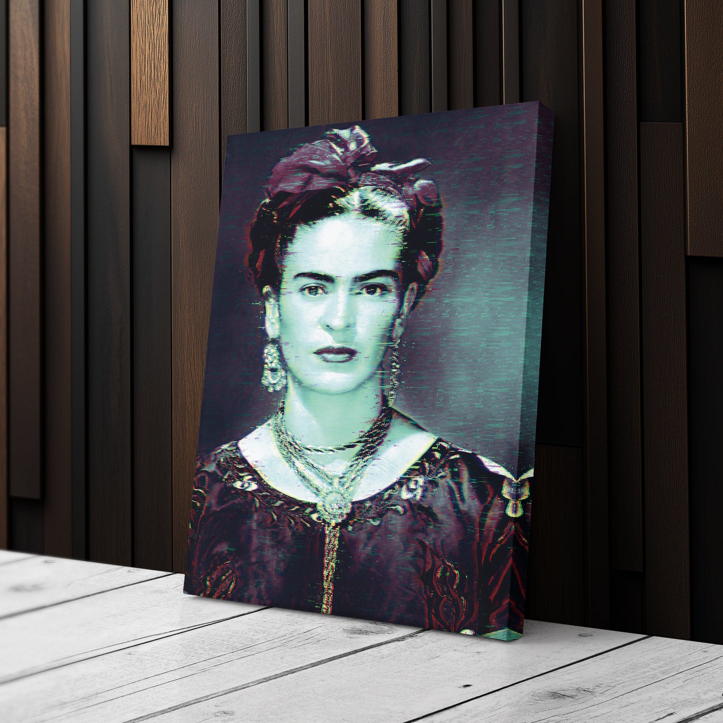 Frida Kahlo Glitch Canvas Wall Art – Creative Art Decor for Home
