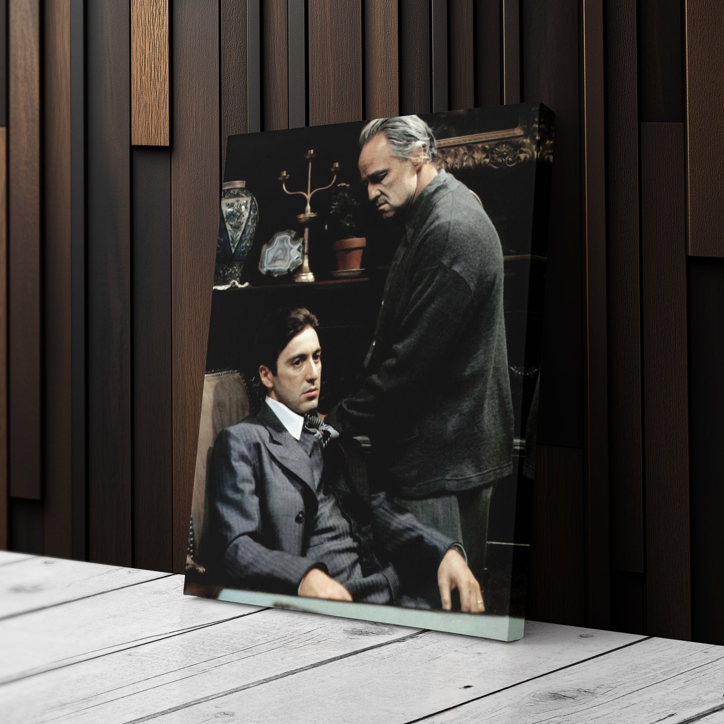 Godfather Marlon Brando and Al Pacino Canvas Wall Art – Mafia Movie Poster