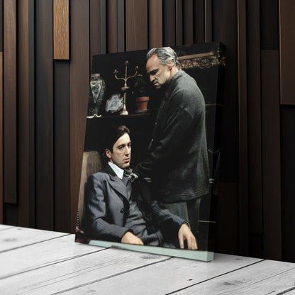 Godfather Marlon Brando and Al Pacino Canvas Wall Art – Mafia Movie Poster