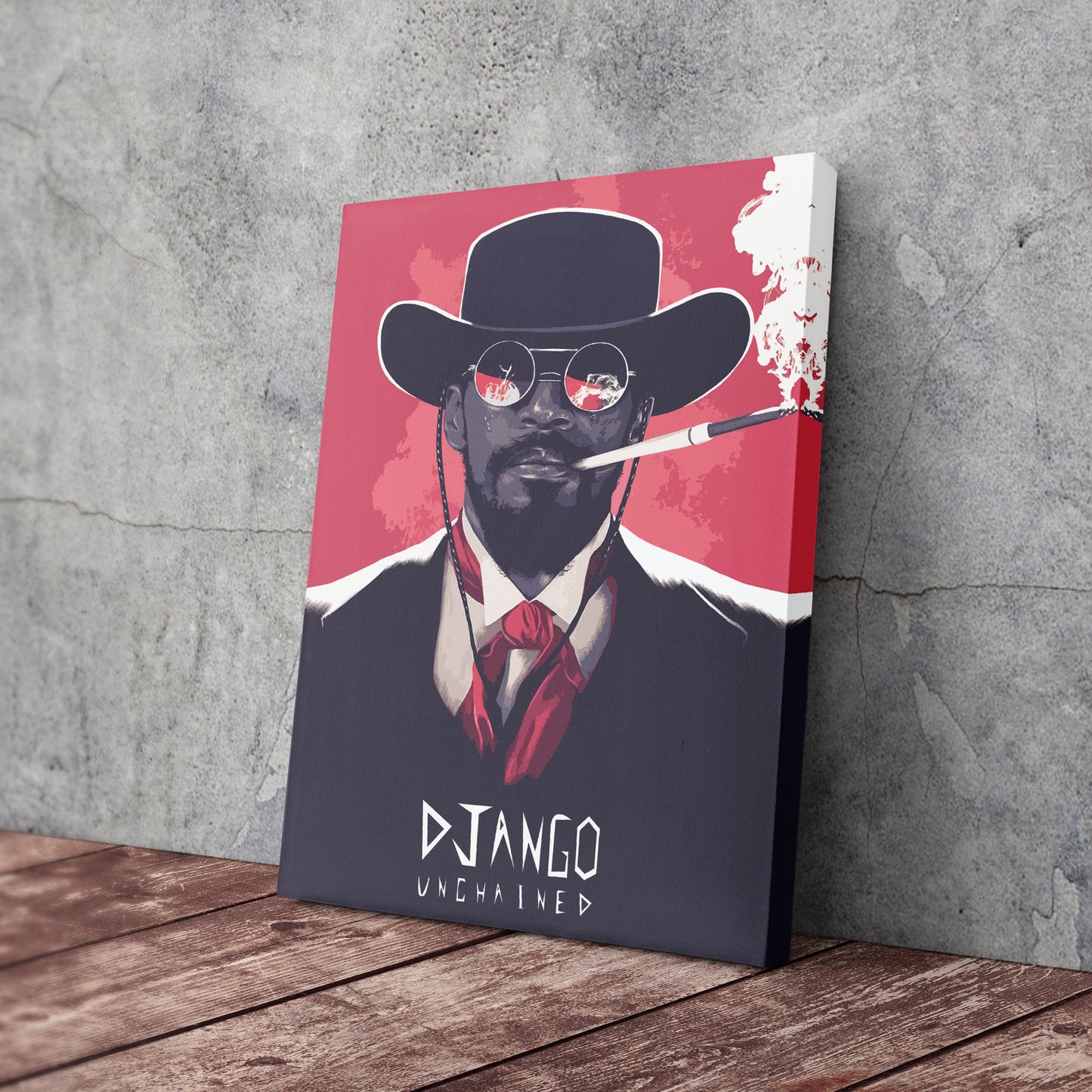 Django Unchained Illustration Canvas Wall Art – Western Movie Decor