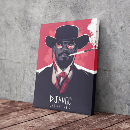 Django Unchained Illustration Canvas Wall Art – Western Movie Decor