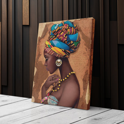 Girl with Yellow Necklace Canvas Wall Art – Beautiful Portrait Decor