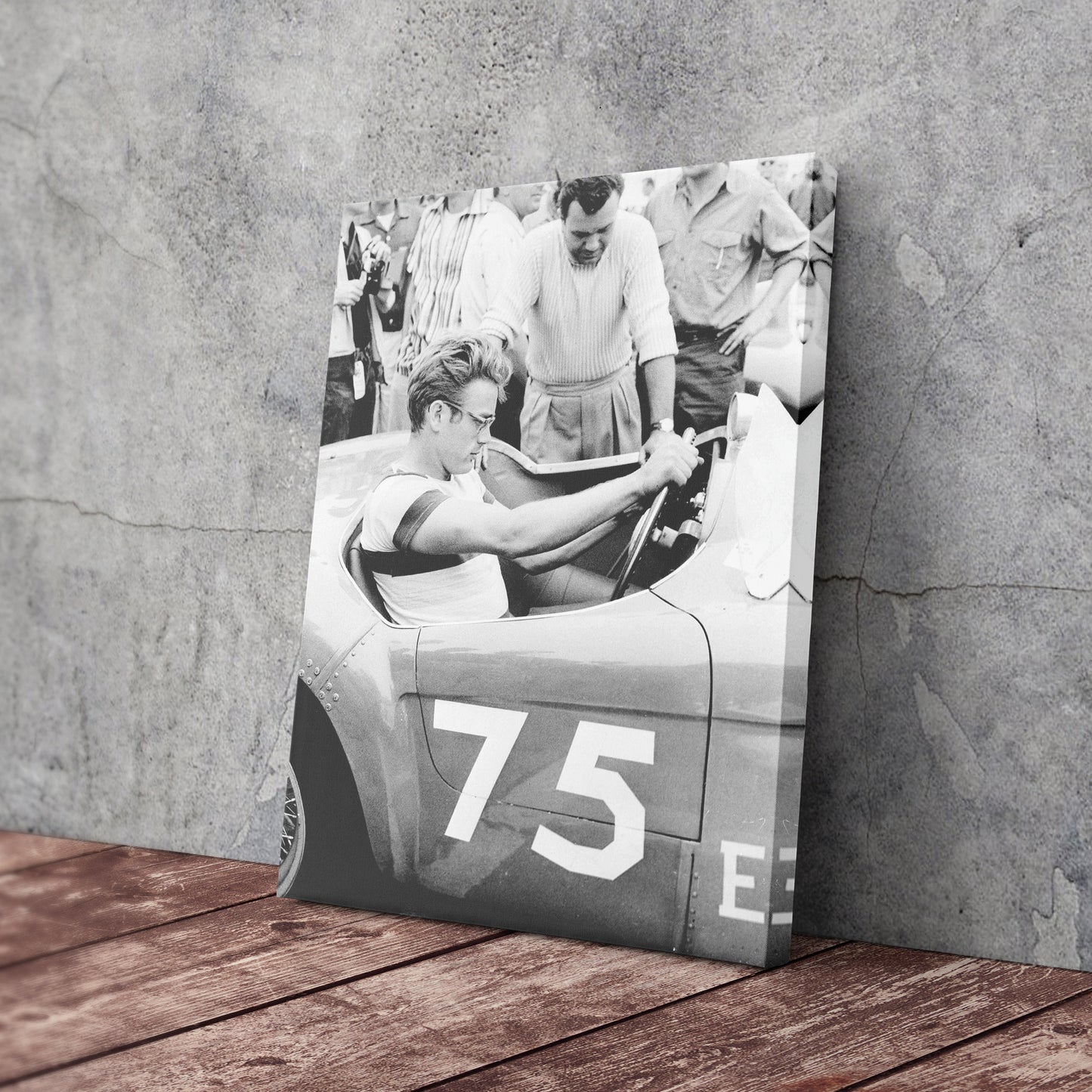 James Dean Car Retro Canvas Wall Art – Hollywood Movie Icon Decor