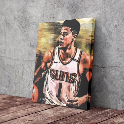 Devin Booker Phoenix Suns Canvas Wall Art – Basketball Star Print for Home