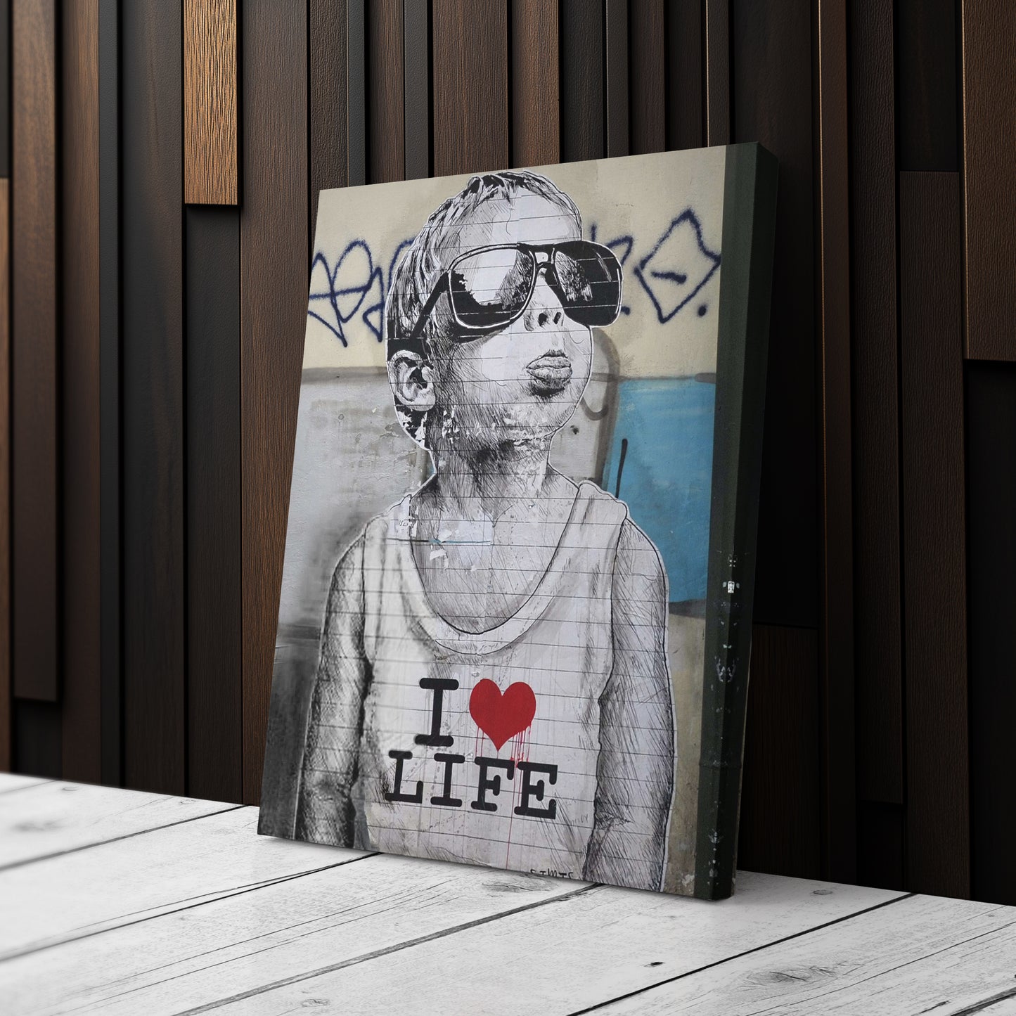 Banksy 'I Love Life' Canvas Print - Framed Wall Art