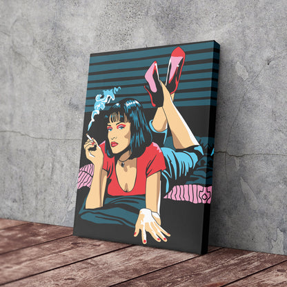 Pulp Fiction Uma Thurman Illustration Canvas Art – Cinematic Art Lovers Decor