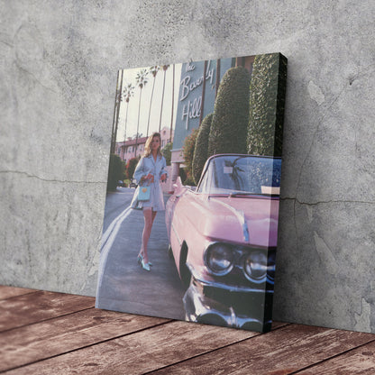 Vintage Car Beverly Hills Poster – Canvas Wall Art Print Home Decor