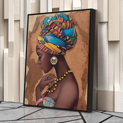 Girl with Yellow Necklace Canvas Wall Art – Beautiful Portrait Decor