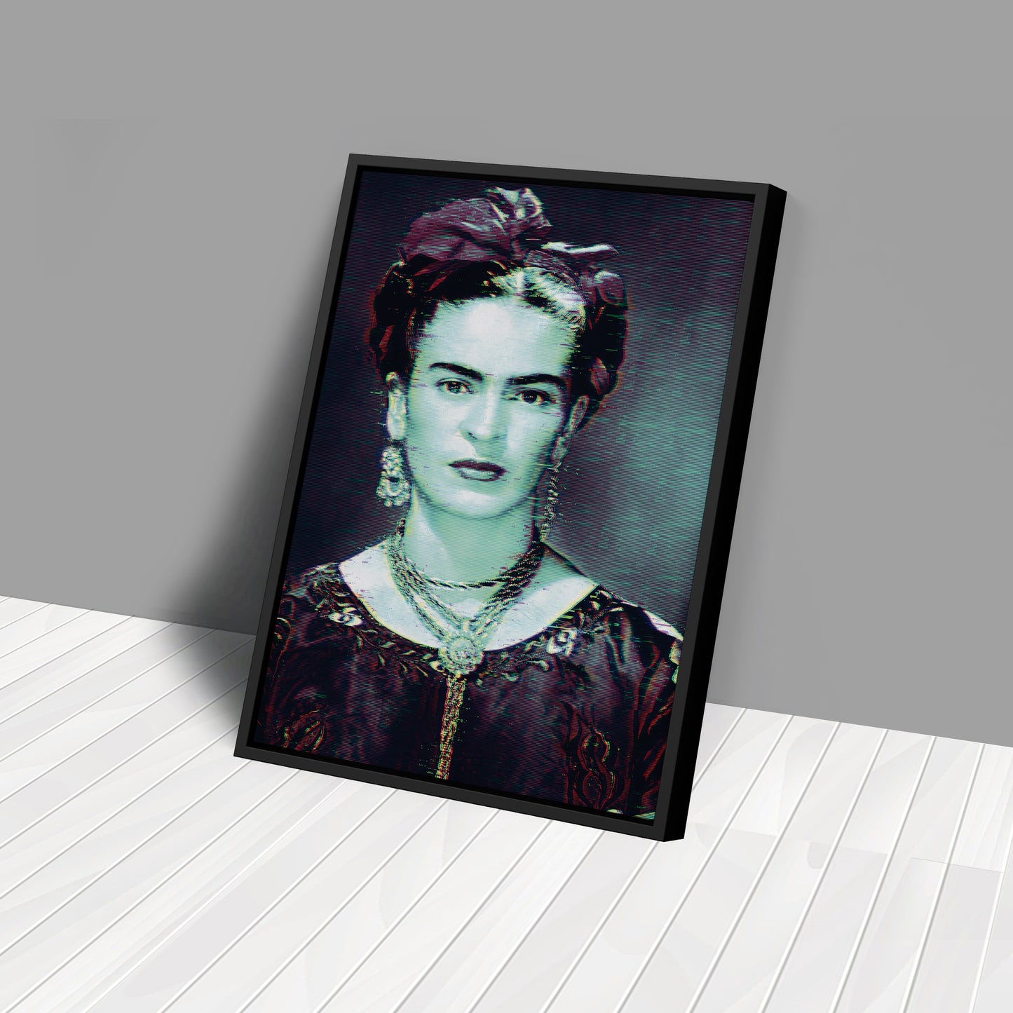Frida Kahlo Glitch Canvas Wall Art – Creative Art Decor for Home