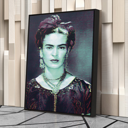 Frida Kahlo Glitch Canvas Wall Art – Creative Art Decor for Home