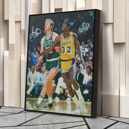 Larry Bird Magic Johnson Basketball Canvas Wall Art – NBA Legends Tribute