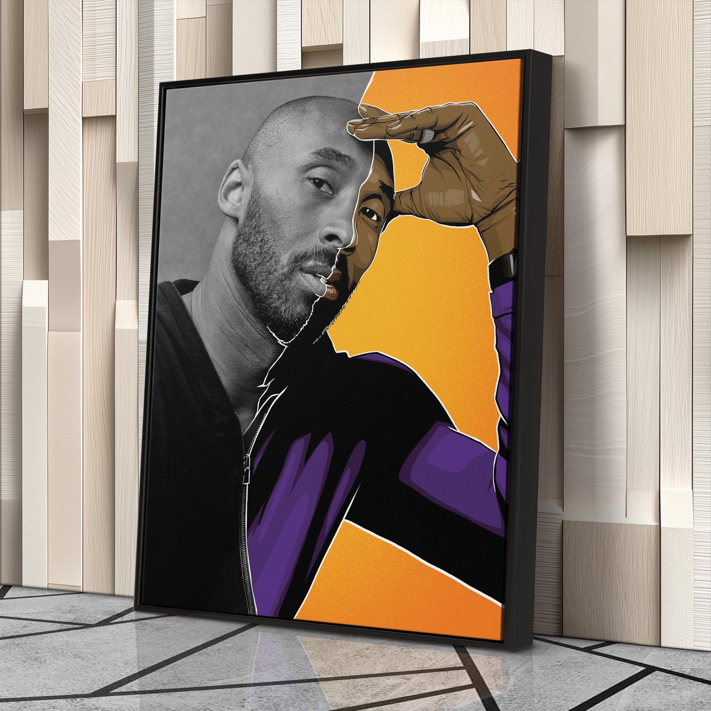 Kobe Bryant Cartoon Effect Canvas Wall Art – Fun Basketball Poster