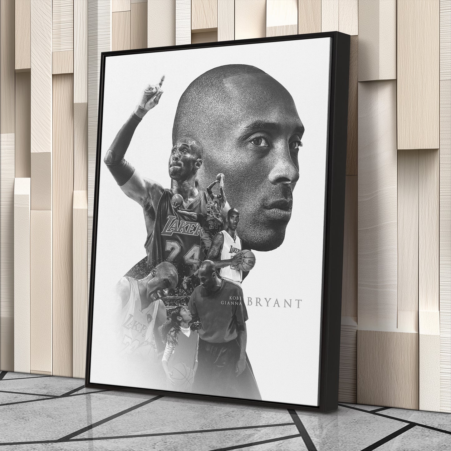 Kobe Bryant with Gianna Bryant Canvas Wall Art – Father and Daughter Tribute