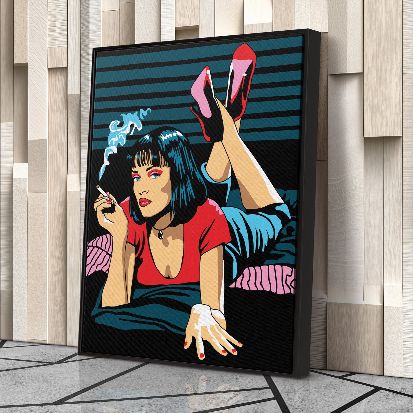 Pulp Fiction Uma Thurman Illustration Canvas Art – Cinematic Art Lovers Decor