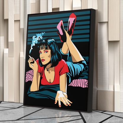 Pulp Fiction Uma Thurman Illustration Canvas Art – Cinematic Art Lovers Decor