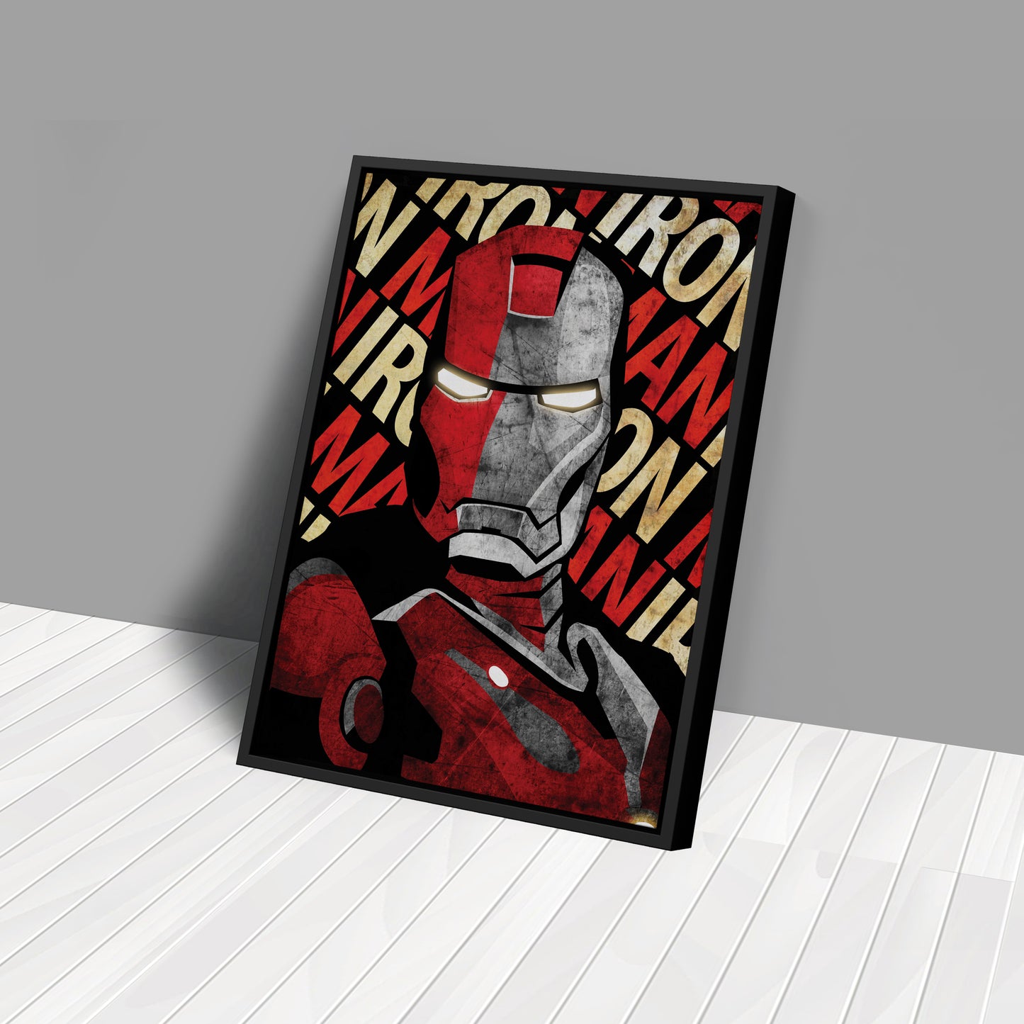 Iron Man Marvel with Background Text - Canvas Wall Art Decor