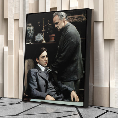 Godfather Marlon Brando and Al Pacino Canvas Wall Art – Mafia Movie Poster