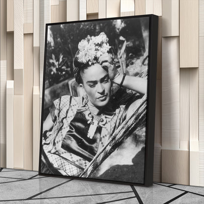 Frida Kahlo Black and White Canvas Wall Art – Iconic Art Print