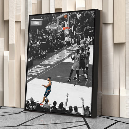 Stephen Curry No-Look Shot Canvas Art - NBA Golden State Warriors Decor