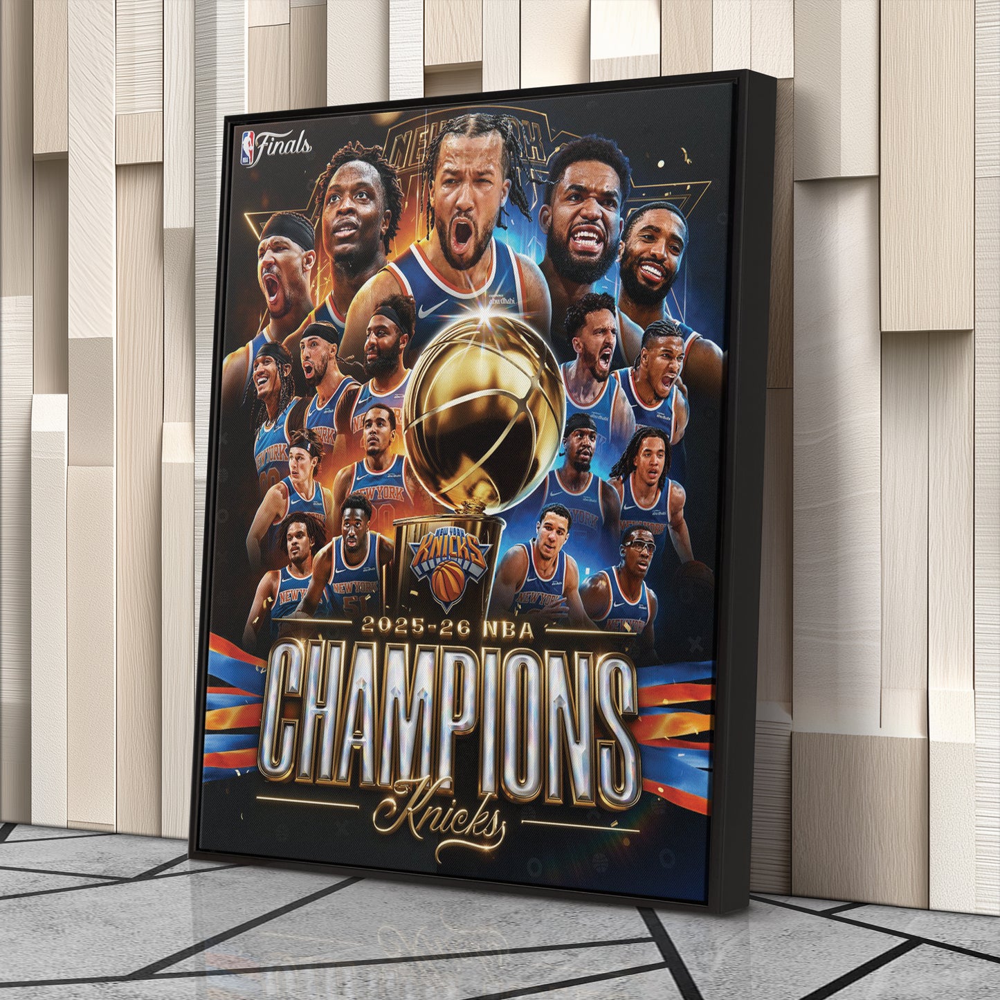 New York Knicks 2025-26 NBA Champions Canvas Print Basketball Wall Art Decor