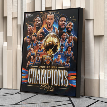 New York Knicks 2025-26 NBA Champions Canvas Print Basketball Wall Art Decor